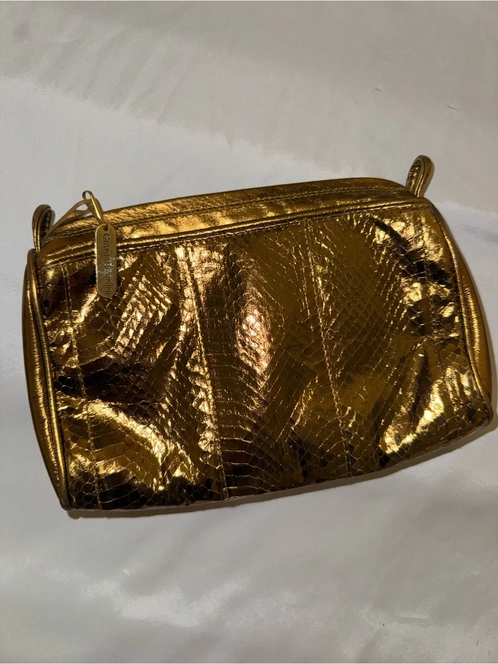 Giani Bernini Gold Metallic Textured Wristlet Clutch - Designer Style